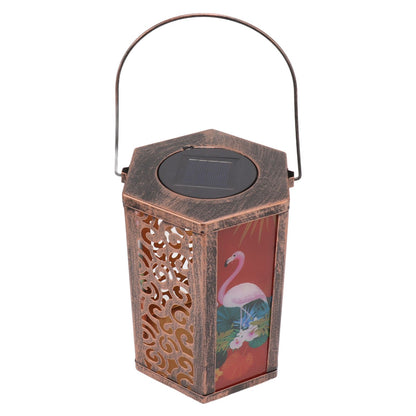 Garden Hanging Lights Waterproof LED Decorative Lighting Hexagonal Bird Pattern Lantern for Home Courtyard V1294-YM0521-3119230045311
