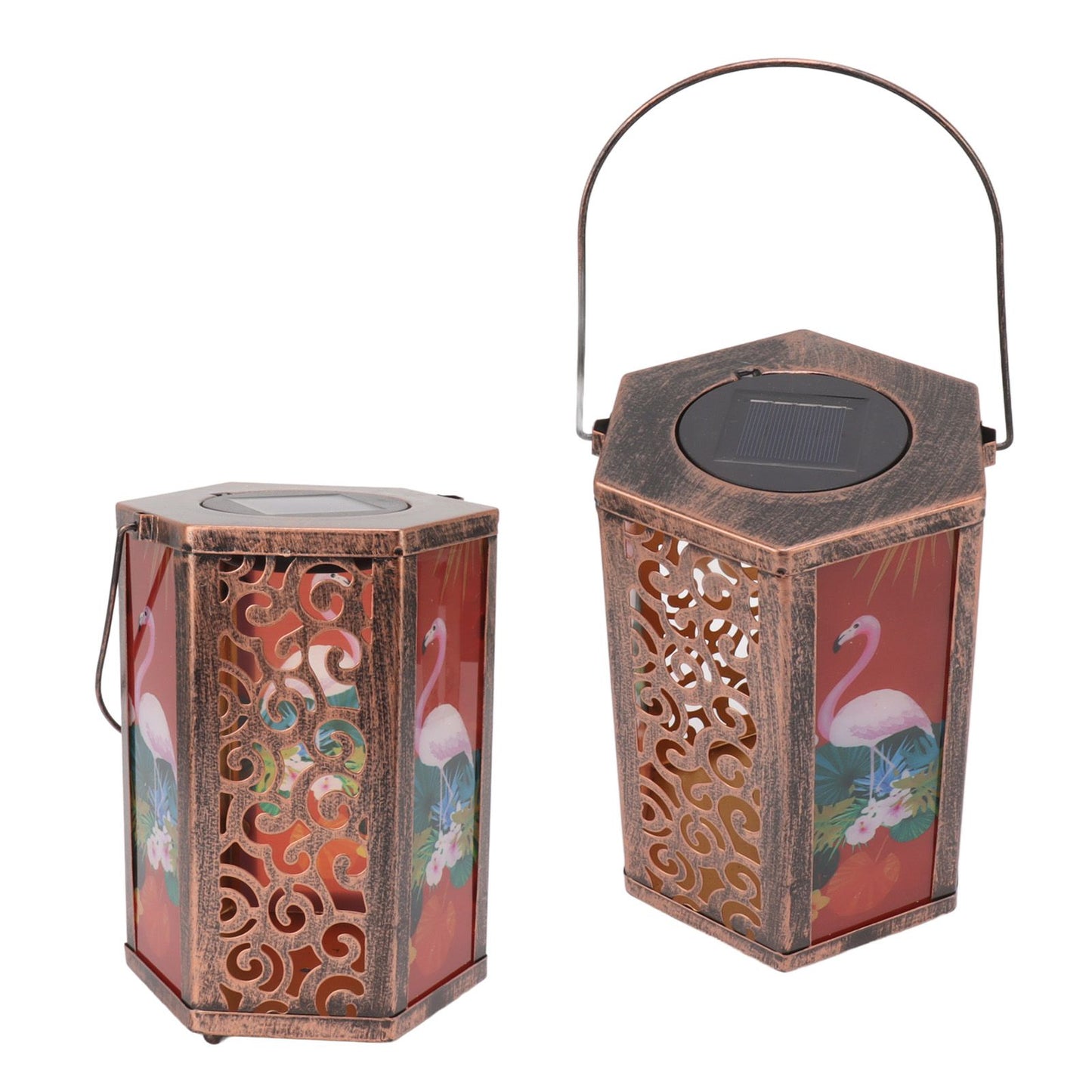 Garden Hanging Lights Waterproof LED Decorative Lighting Hexagonal Bird Pattern Lantern for Home Courtyard V1294-YM0521-3119230045311