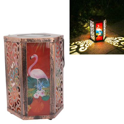 Garden Hanging Lights Waterproof LED Decorative Lighting Hexagonal Bird Pattern Lantern for Home Courtyard V1294-YM0521-3119230045311