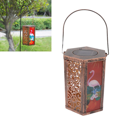 Garden Hanging Lights Waterproof LED Decorative Lighting Hexagonal Bird Pattern Lantern for Home Courtyard V1294-YM0521-3119230045311
