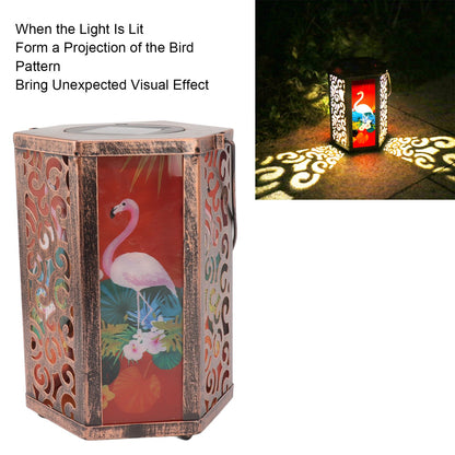 Garden Hanging Lights Waterproof LED Decorative Lighting Hexagonal Bird Pattern Lantern for Home Courtyard V1294-YM0521-3119230045311