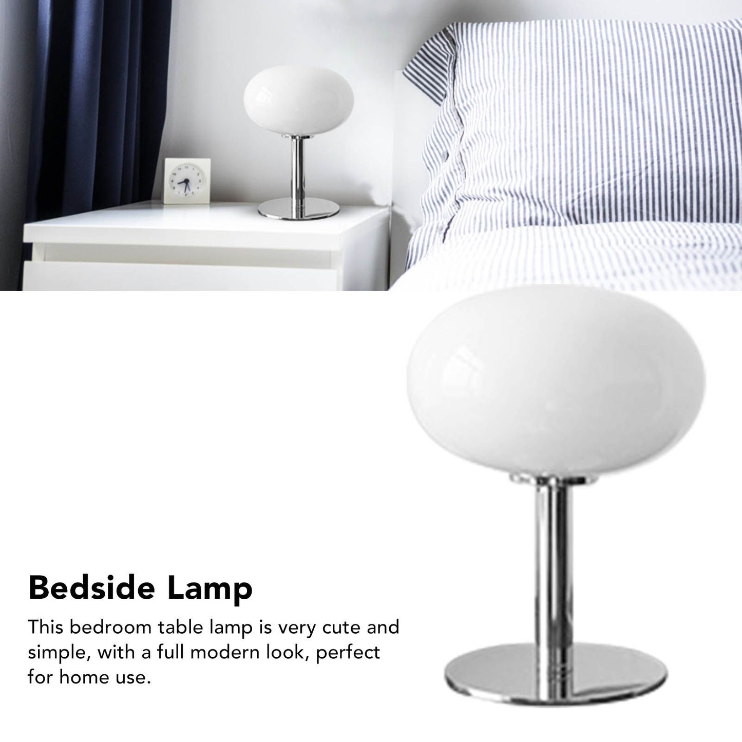 Bedside Table Lamp Iron Base Cute Shape Simple Modern Elegant Nightstand Lamp for Home USB Button Switch White V1294-YM0521-3119230054015