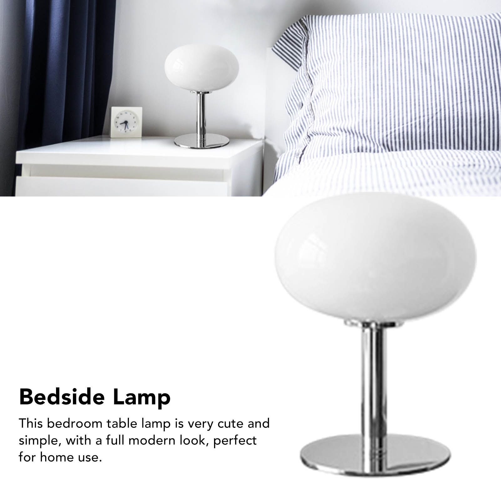 Bedside Table Lamp Iron Base Cute Shape Simple Modern Elegant Nightstand Lamp for Home USB Button Switch White V1294-YM0521-3119230054015