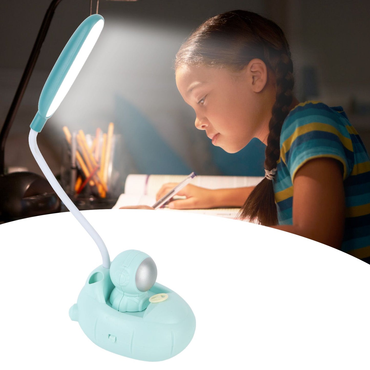 LED Desk Lamp 360 degrees Bendable Eye Protection USB Rechargeable Learning Lamp for Home Bedroom Study V1294-YM0521-3119230054811