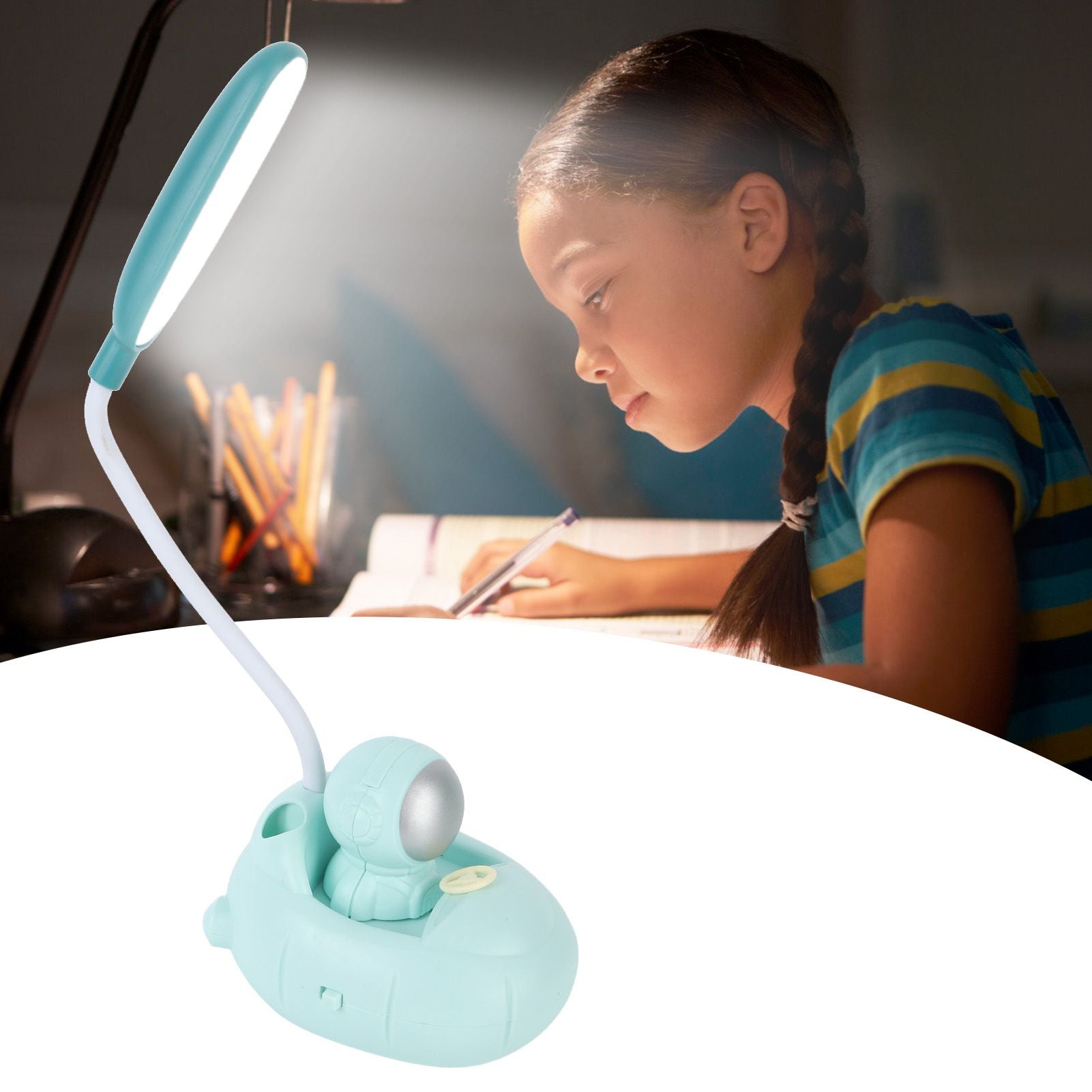 LED Desk Lamp 360 degrees Bendable Eye Protection USB Rechargeable Learning Lamp for Home Bedroom Study V1294-YM0521-3119230054811