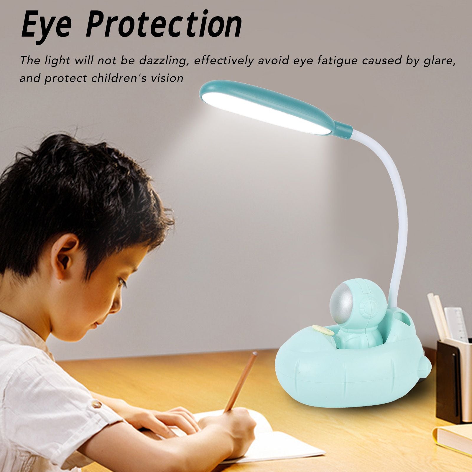 LED Desk Lamp 360 degrees Bendable Eye Protection USB Rechargeable Learning Lamp for Home Bedroom Study V1294-YM0521-3119230054811