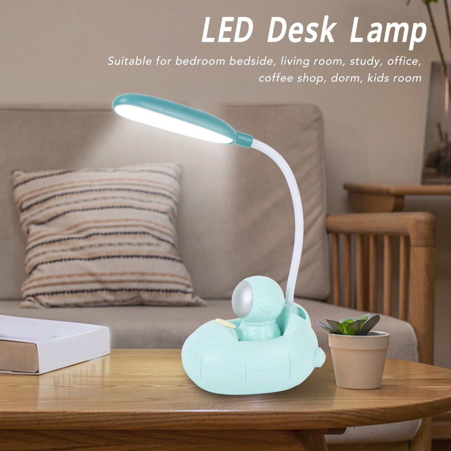LED Desk Lamp 360 degrees Bendable Eye Protection USB Rechargeable Learning Lamp for Home Bedroom Study V1294-YM0521-3119230054811