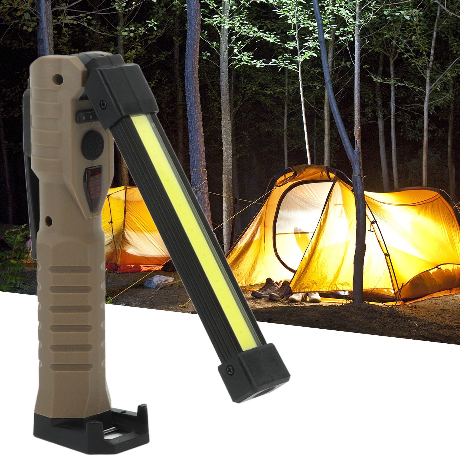 7 Modes Folding LED COB Work Light Type C Foldable Magnetic Emergency Flashlight for Maintenance 1200mAh V1294-YM0521-3119230055711