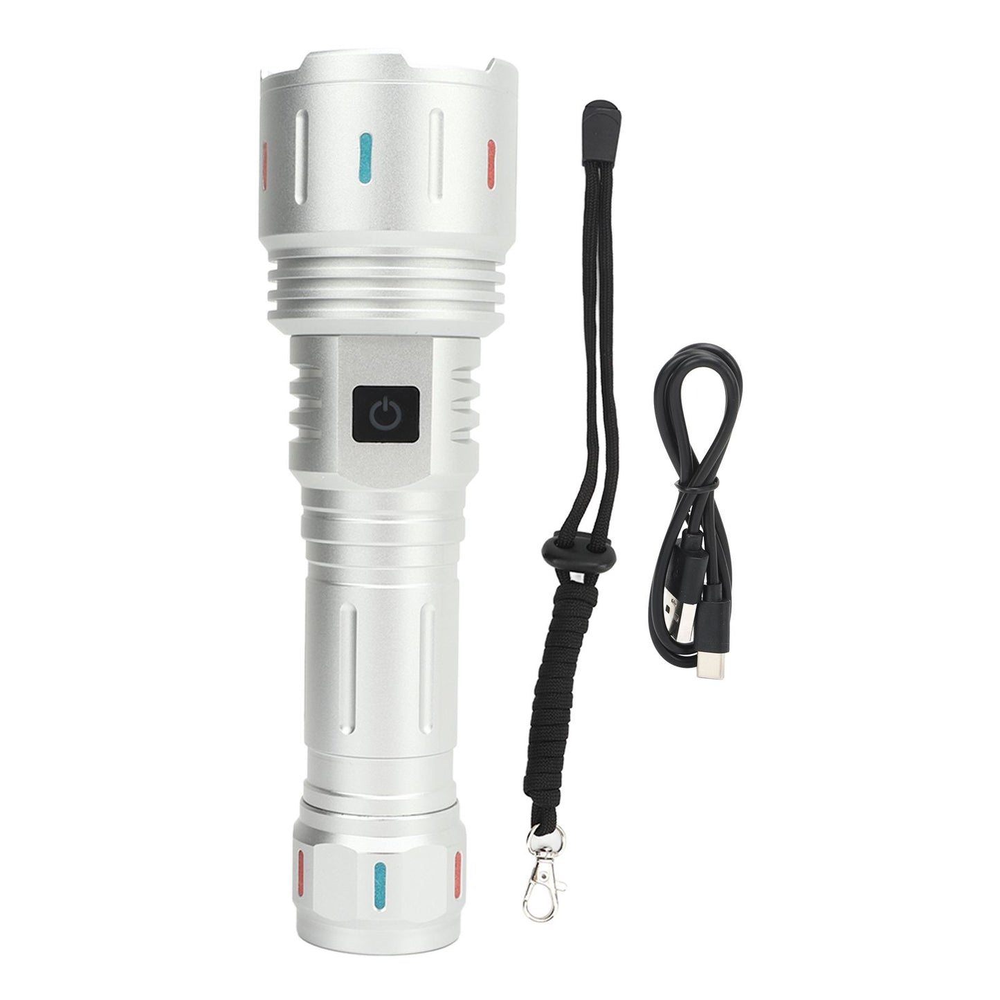 LED Flashlight 10000 Luminous Flux 5 Modes USB Type C Charge Waterproof Camping Flashlight for Hiking Travel V1294-YM0521-3119230057711