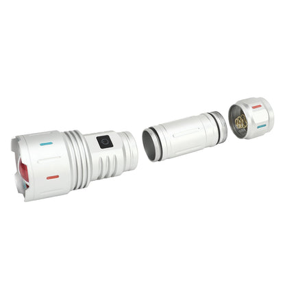 LED Flashlight 10000 Luminous Flux 5 Modes USB Type C Charge Waterproof Camping Flashlight for Hiking Travel V1294-YM0521-3119230057711