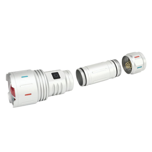 LED Flashlight 10000 Luminous Flux 5 Modes USB Type C Charge Waterproof Camping Flashlight for Hiking Travel V1294-YM0521-3119230057711