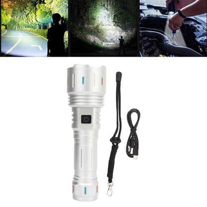 LED Flashlight 10000 Luminous Flux 5 Modes USB Type C Charge Waterproof Camping Flashlight for Hiking Travel V1294-YM0521-3119230057711