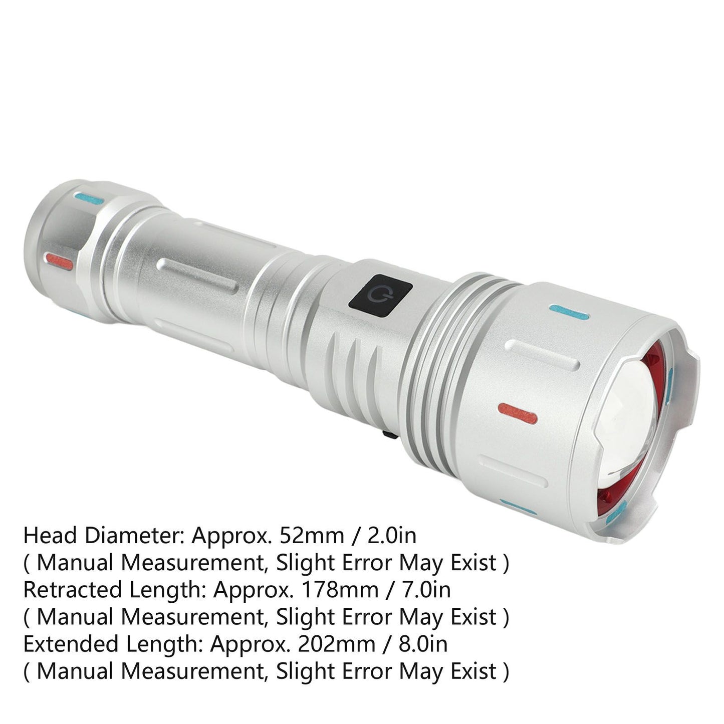 LED Flashlight 10000 Luminous Flux 5 Modes USB Type C Charge Waterproof Camping Flashlight for Hiking Travel V1294-YM0521-3119230057711
