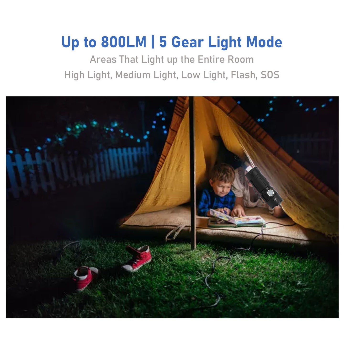 800LM Mini Flashlight Small Pocket EDC Light USB Rechargeable Keychain Light for Night Searching V1294-YM0521-3119230058411