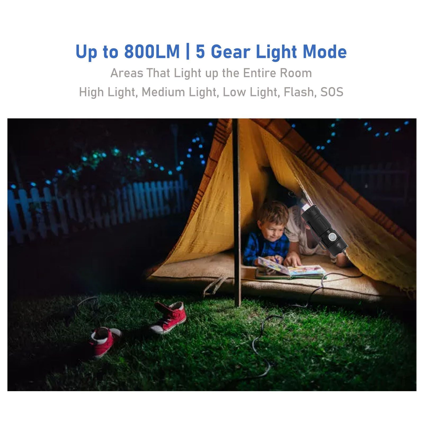 800LM Mini Flashlight Small Pocket EDC Light USB Rechargeable Keychain Light for Night Searching V1294-YM0521-3119230058411