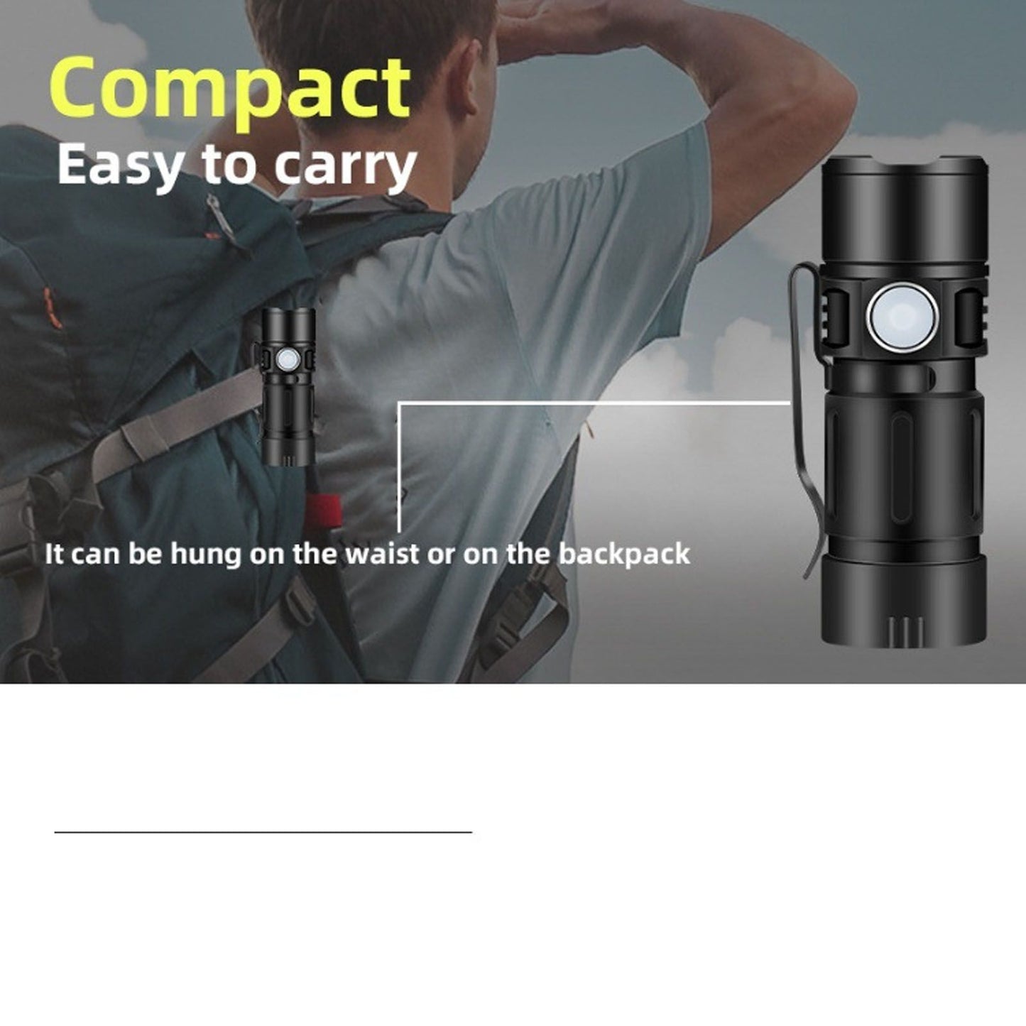 800LM Mini Flashlight Small Pocket EDC Light USB Rechargeable Keychain Light for Night Searching V1294-YM0521-3119230058411