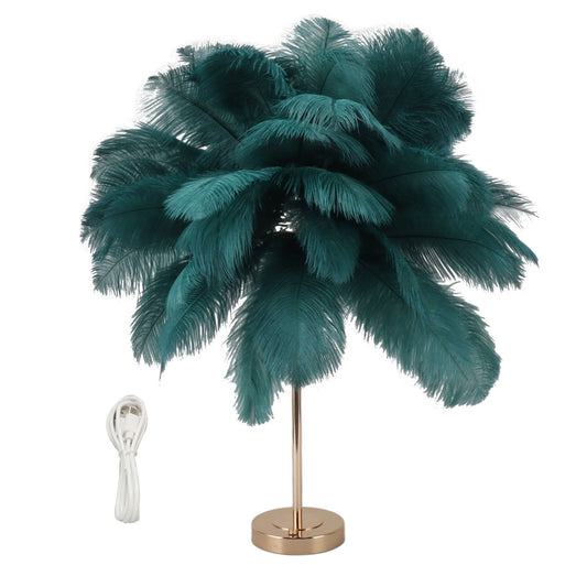 Feather Table Lamp 3 Color Dimmable Touch Switch USB Plug in Romantic Modern Decorative Bedside Light for V1294-YM0521-3119230059414