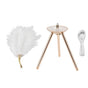 Feather Table Lamp USB Rechargeable Ostrich Feather Desk Light with Gold Tripod for Bedroom 40Pcs Artificial V1294-YM0521-3119230059511