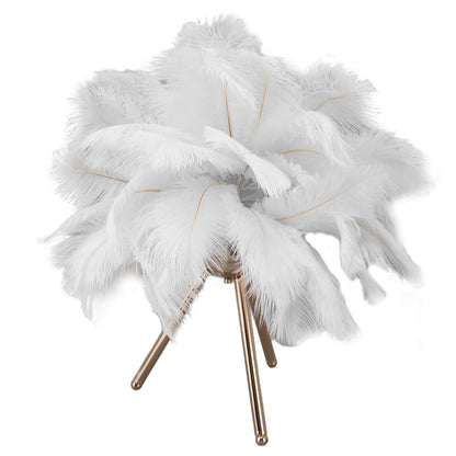 Feather Table Lamp USB Rechargeable Ostrich Feather Desk Light with Gold Tripod for Bedroom 40Pcs Artificial V1294-YM0521-3119230059511