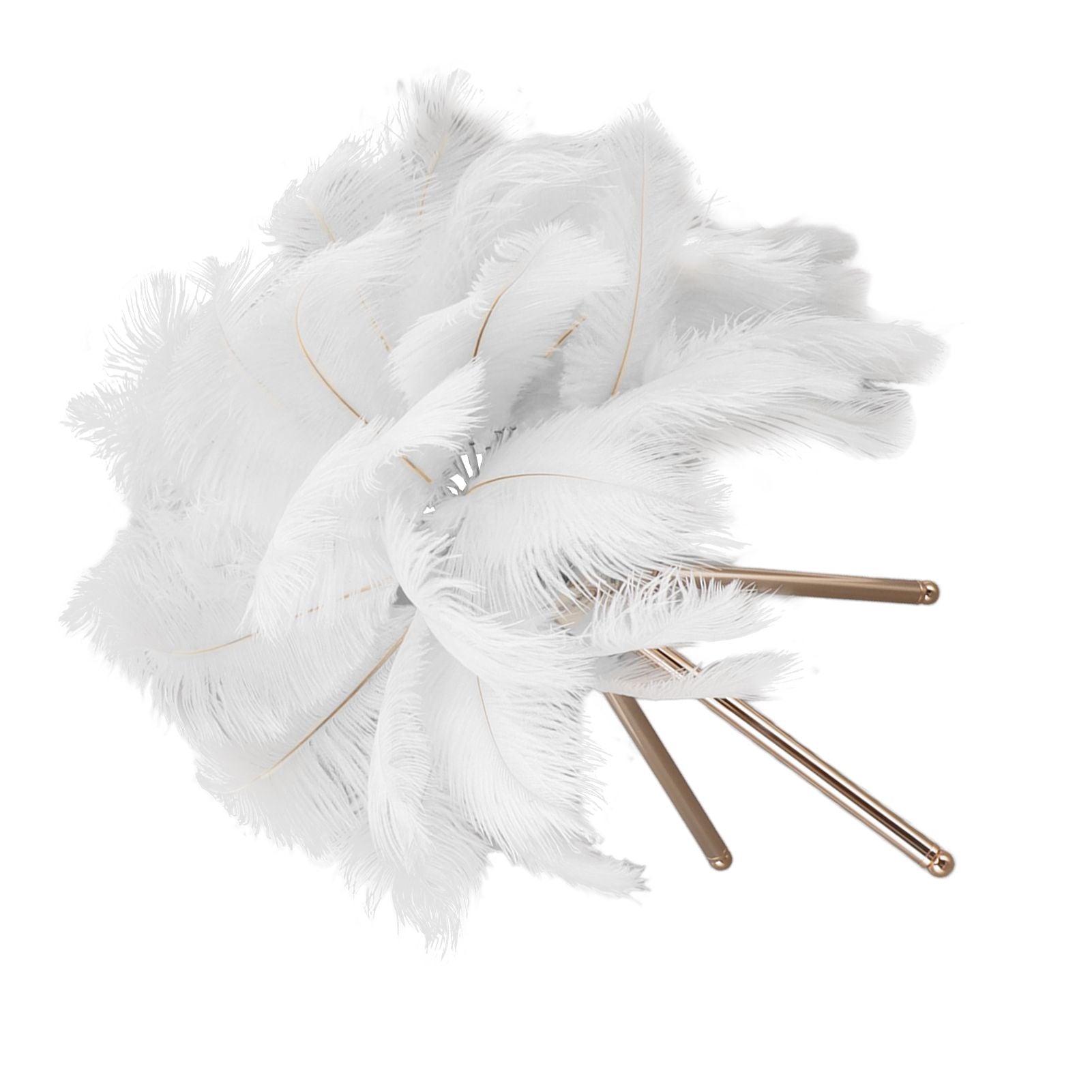 Feather Table Lamp USB Rechargeable Ostrich Feather Desk Light with Gold Tripod for Bedroom 40Pcs Artificial V1294-YM0521-3119230059511