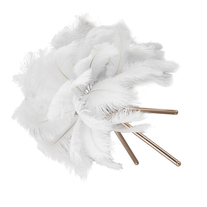 Feather Table Lamp USB Rechargeable Ostrich Feather Desk Light with Gold Tripod for Bedroom 40Pcs Artificial V1294-YM0521-3119230059511