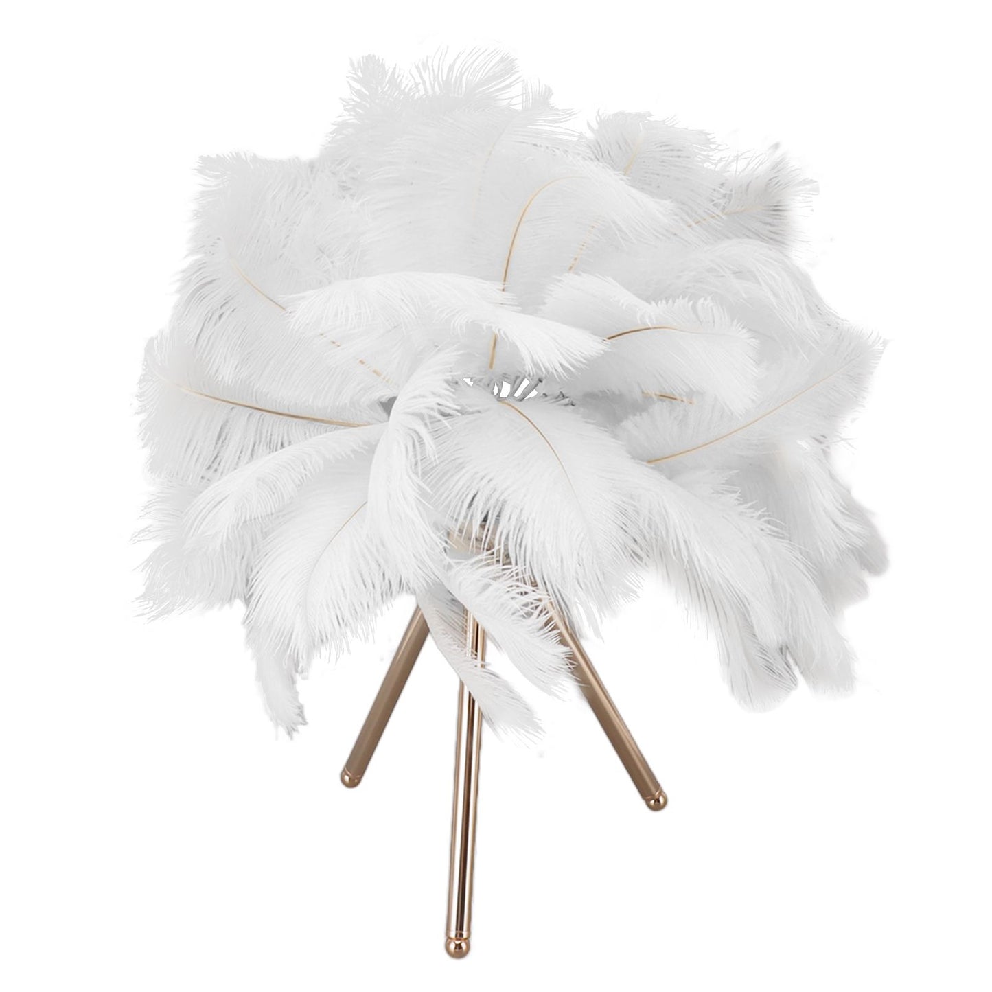 Feather Table Lamp USB Rechargeable Ostrich Feather Desk Light with Gold Tripod for Bedroom 40Pcs Artificial V1294-YM0521-3119230059511