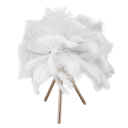Feather Table Lamp USB Rechargeable Ostrich Feather Desk Light with Gold Tripod for Bedroom 40Pcs Artificial V1294-YM0521-3119230059511