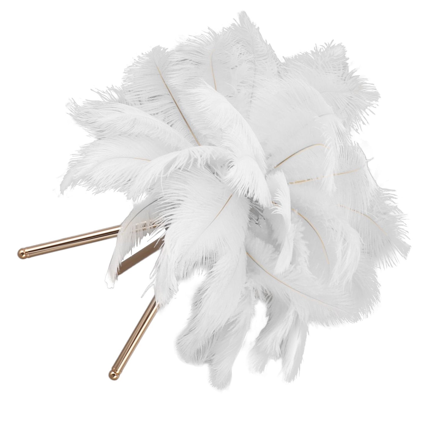 Feather Table Lamp USB Rechargeable Ostrich Feather Desk Light with Gold Tripod for Bedroom 40Pcs Artificial V1294-YM0521-3119230059511