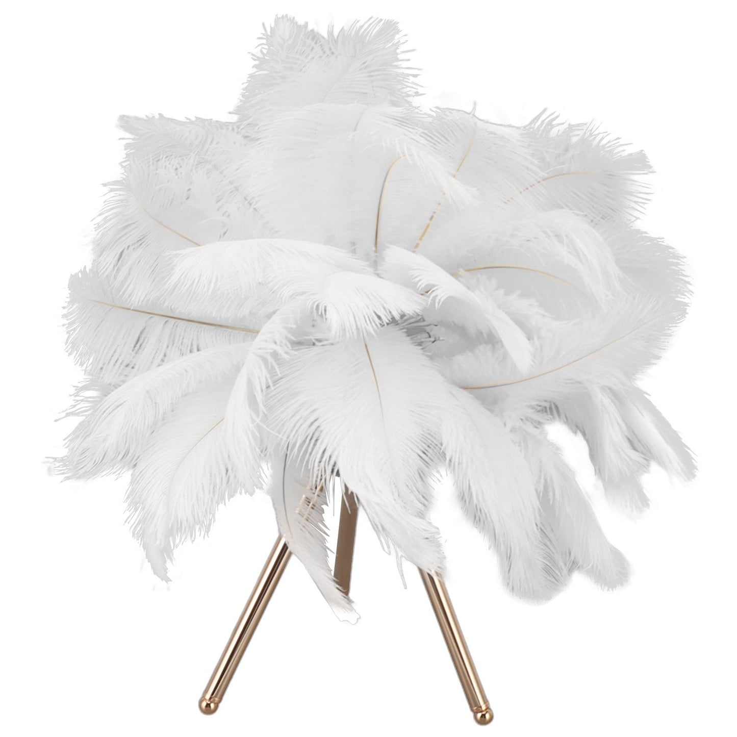 Feather Table Lamp USB Rechargeable Ostrich Feather Desk Light with Gold Tripod for Bedroom 40Pcs Artificial V1294-YM0521-3119230059511