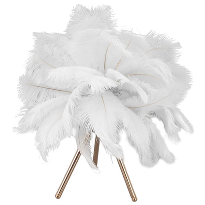 Feather Table Lamp USB Rechargeable Ostrich Feather Desk Light with Gold Tripod for Bedroom 40Pcs Artificial V1294-YM0521-3119230059511