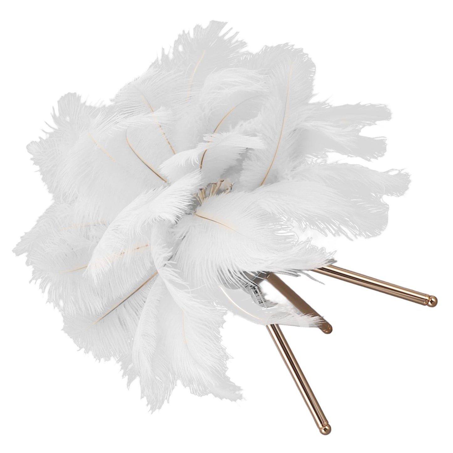 Feather Table Lamp USB Rechargeable Ostrich Feather Desk Light with Gold Tripod for Bedroom 40Pcs Artificial V1294-YM0521-3119230059511