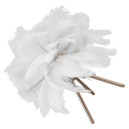 Feather Table Lamp USB Rechargeable Ostrich Feather Desk Light with Gold Tripod for Bedroom 40Pcs Artificial V1294-YM0521-3119230059511
