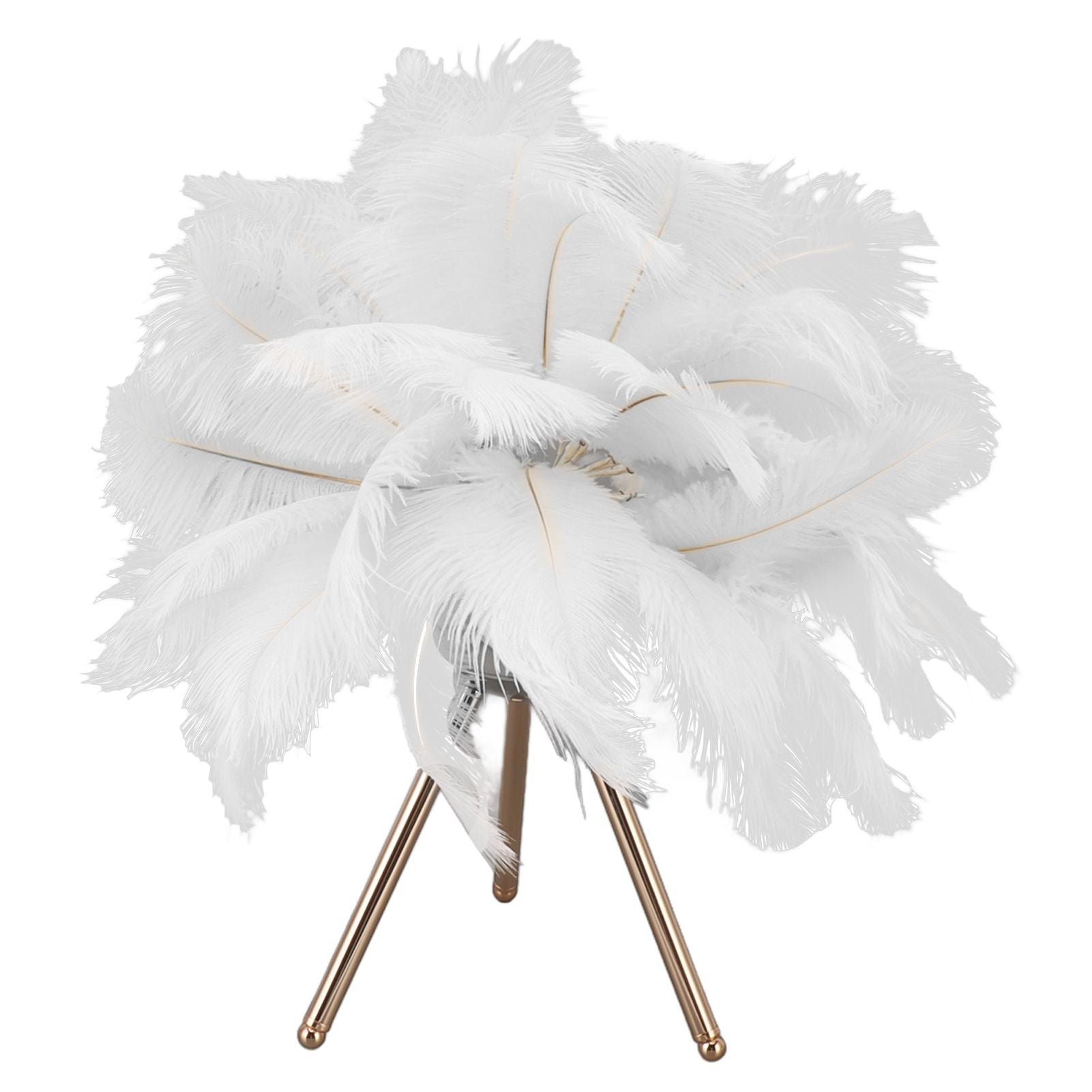 Feather Table Lamp USB Rechargeable Ostrich Feather Desk Light with Gold Tripod for Bedroom 40Pcs Artificial V1294-YM0521-3119230059511