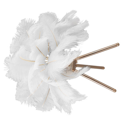Feather Table Lamp USB Rechargeable Ostrich Feather Desk Light with Gold Tripod for Bedroom 40Pcs Artificial V1294-YM0521-3119230059511