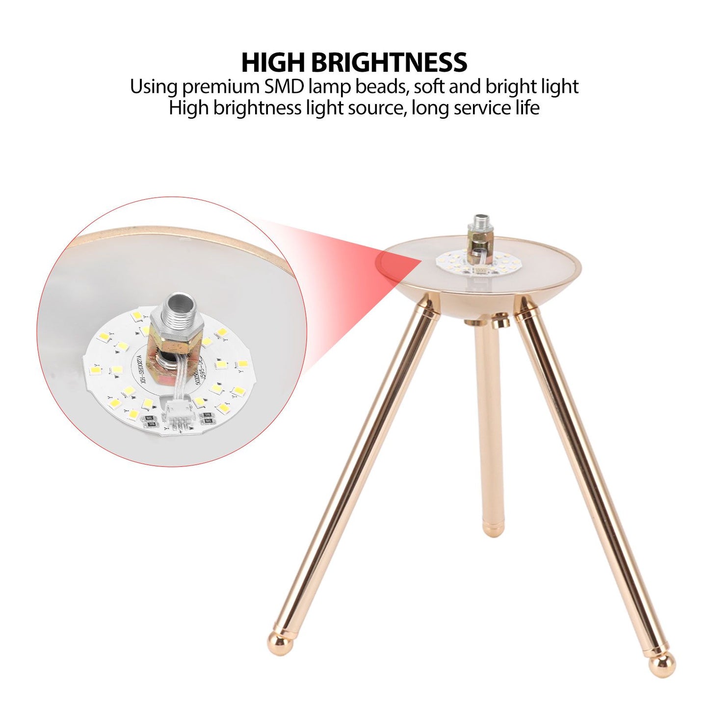 Feather Table Lamp USB Rechargeable Ostrich Feather Desk Light with Gold Tripod for Bedroom 40Pcs Artificial V1294-YM0521-3119230059511