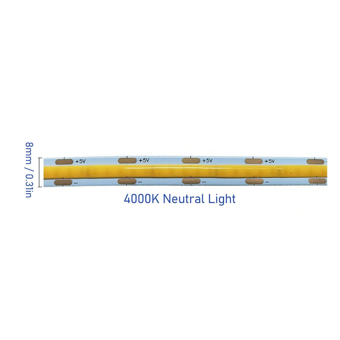 12V COB LED Flexible Strip Light Self Adhesive 90 CRI Flexible Uniform LED Tape Lamp 110LM 5m 4000K Neutral V1294-YM0521-3119230062512