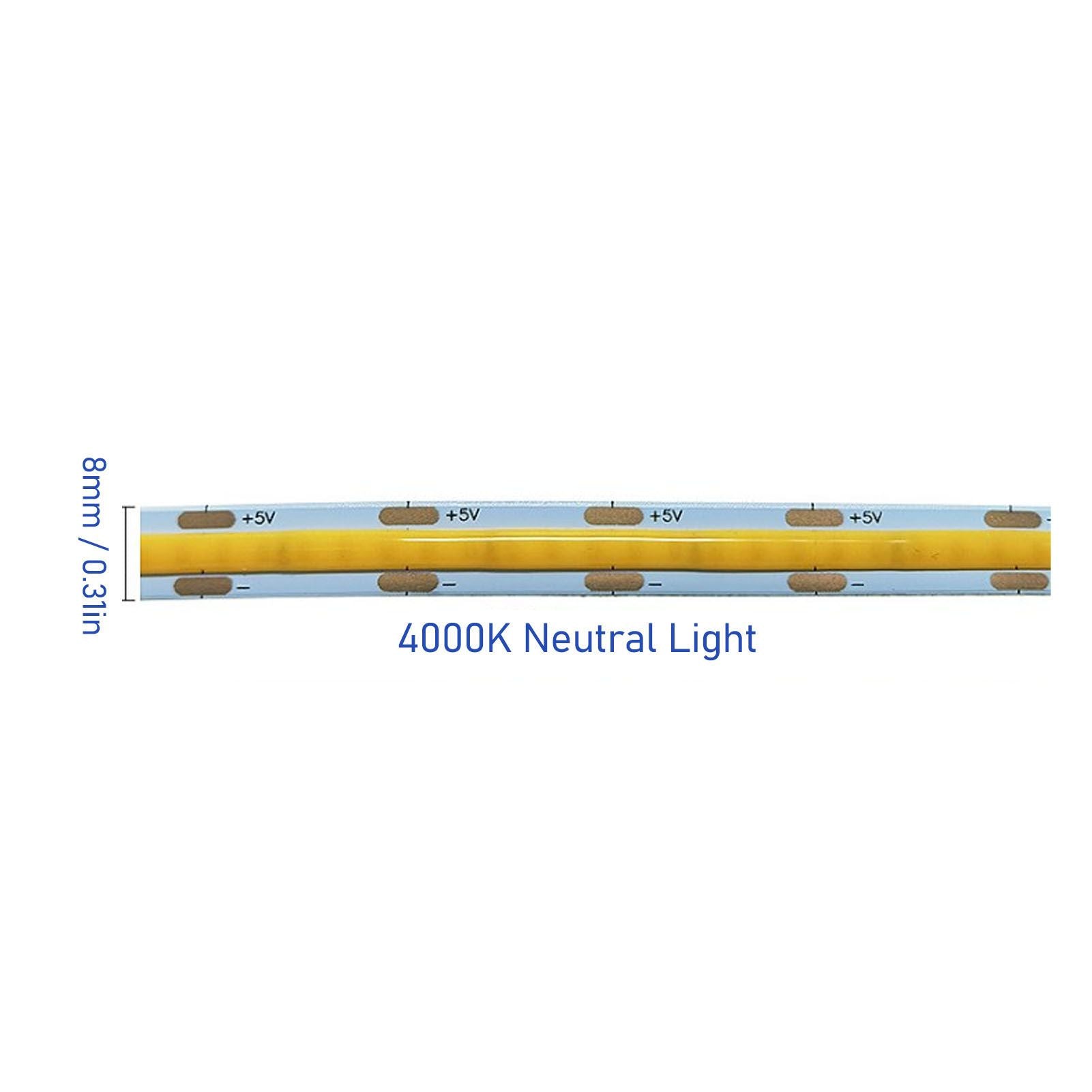 12V COB LED Flexible Strip Light Self Adhesive 90 CRI Flexible Uniform LED Tape Lamp 110LM 5m 4000K Neutral V1294-YM0521-3119230062512