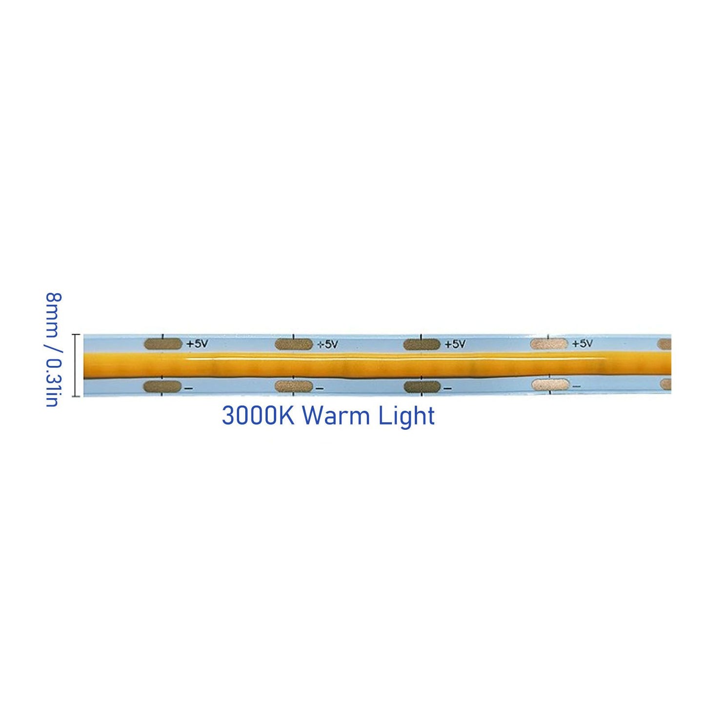 12V COB LED Flexible Strip Light Self Adhesive 90 CRI Flexible Uniform LED Tape Lamp 110LM 5m 3000K Warm Light V1294-YM0521-3119230062513