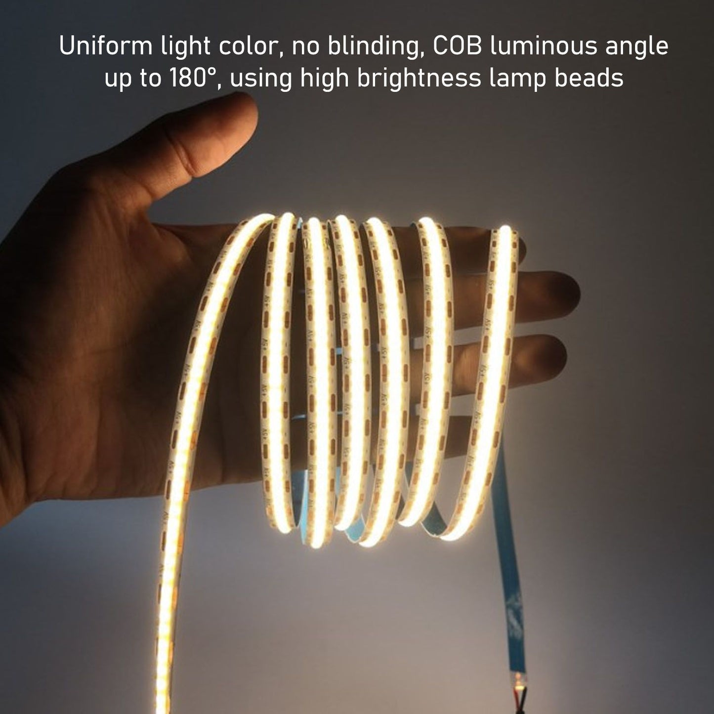 12V COB LED Flexible Strip Light Self Adhesive 90 CRI Flexible Uniform LED Tape Lamp 110LM 5m 3000K Warm Light V1294-YM0521-3119230062513