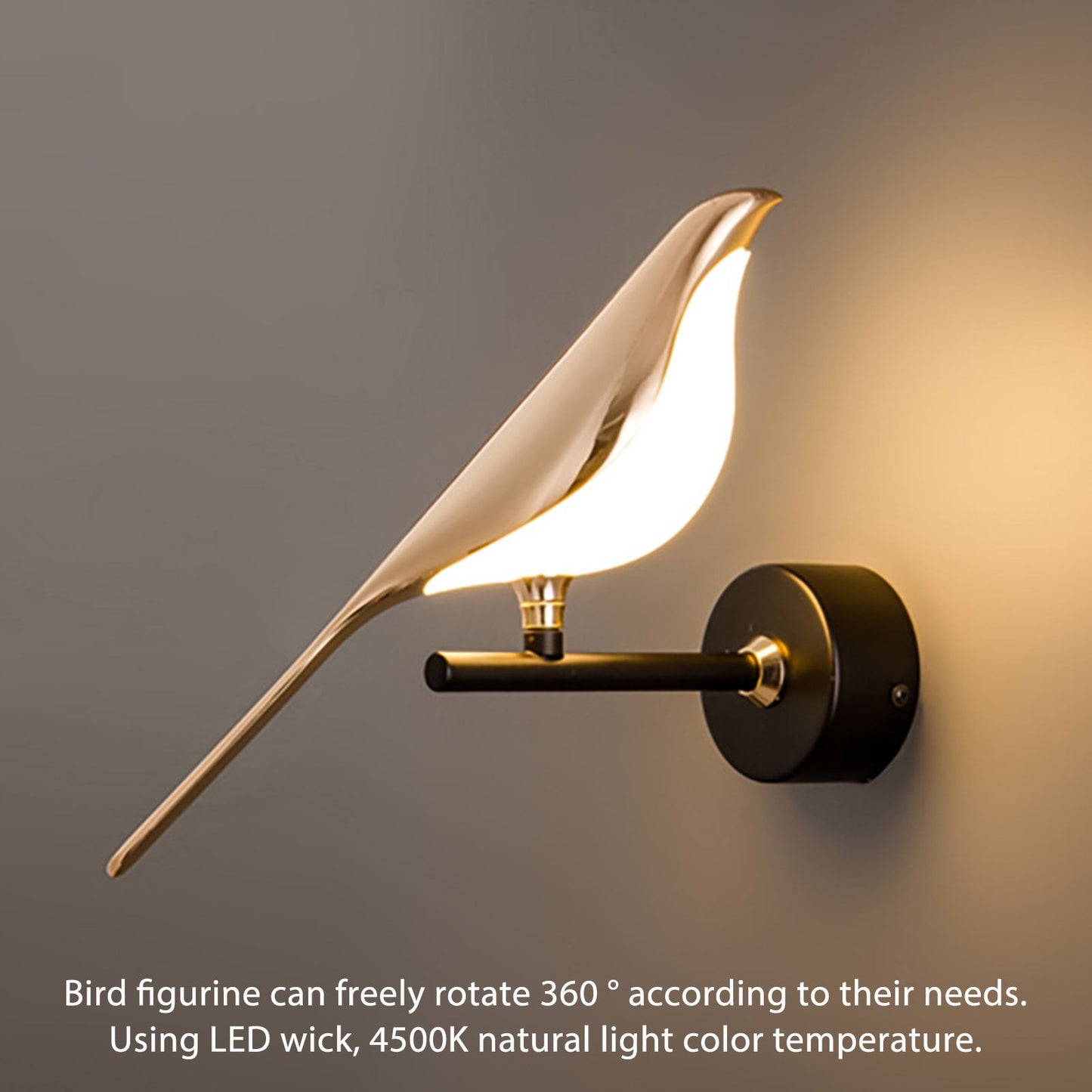 Bird Wall Lamp Bird Figurine LED Light Modern Style Home Decoration for Bedroom Office V1294-YM0521-3119230065511