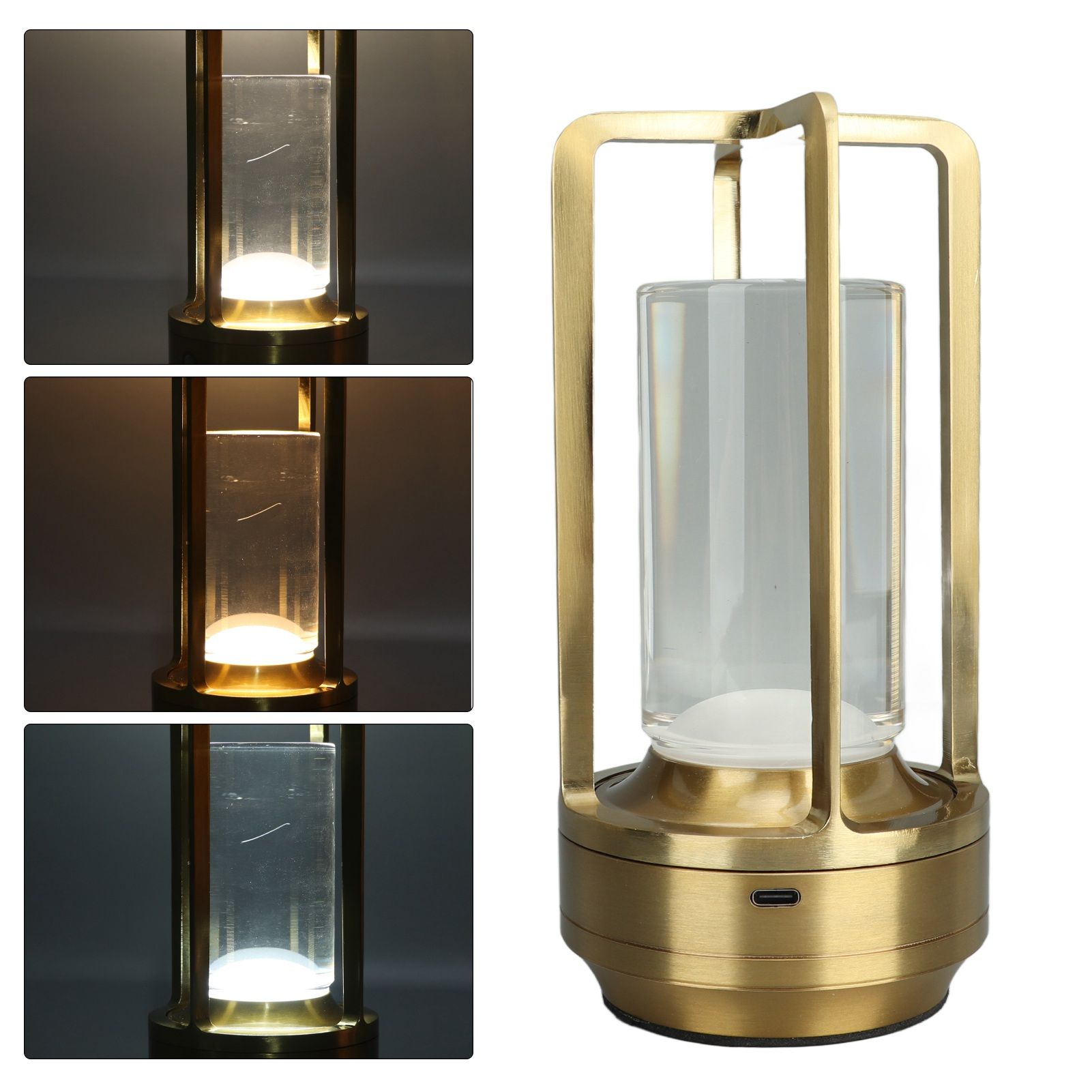 Cordless Table Lamp 3 Colors Stepless Dimming LED Table Lamp Rechargeable Touch Lamp Bedside Nightstand Lamp V1294-YM0521-3119230065811