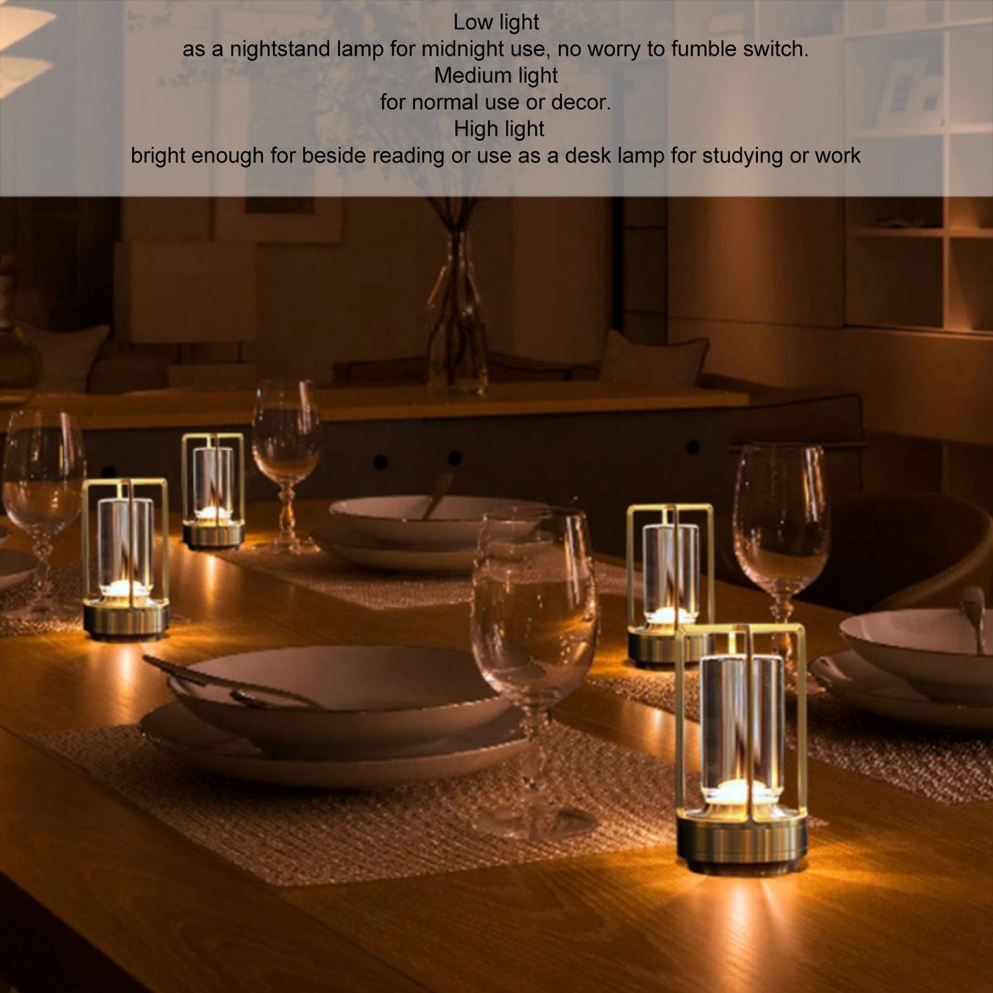 Cordless Table Lamp 3 Colors Stepless Dimming LED Table Lamp Rechargeable Touch Lamp Bedside Nightstand Lamp V1294-YM0521-3119230065811