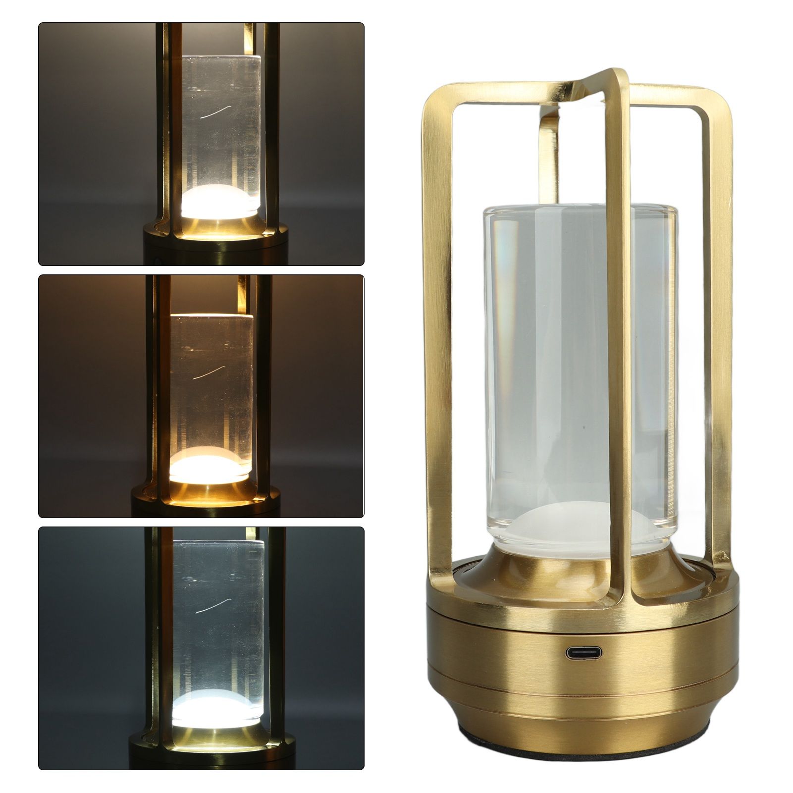 Cordless Table Lamp 3 Colors Stepless Dimming LED Table Lamp Rechargeable Touch Lamp Bedside Nightstand Lamp V1294-YM0521-3119230065813