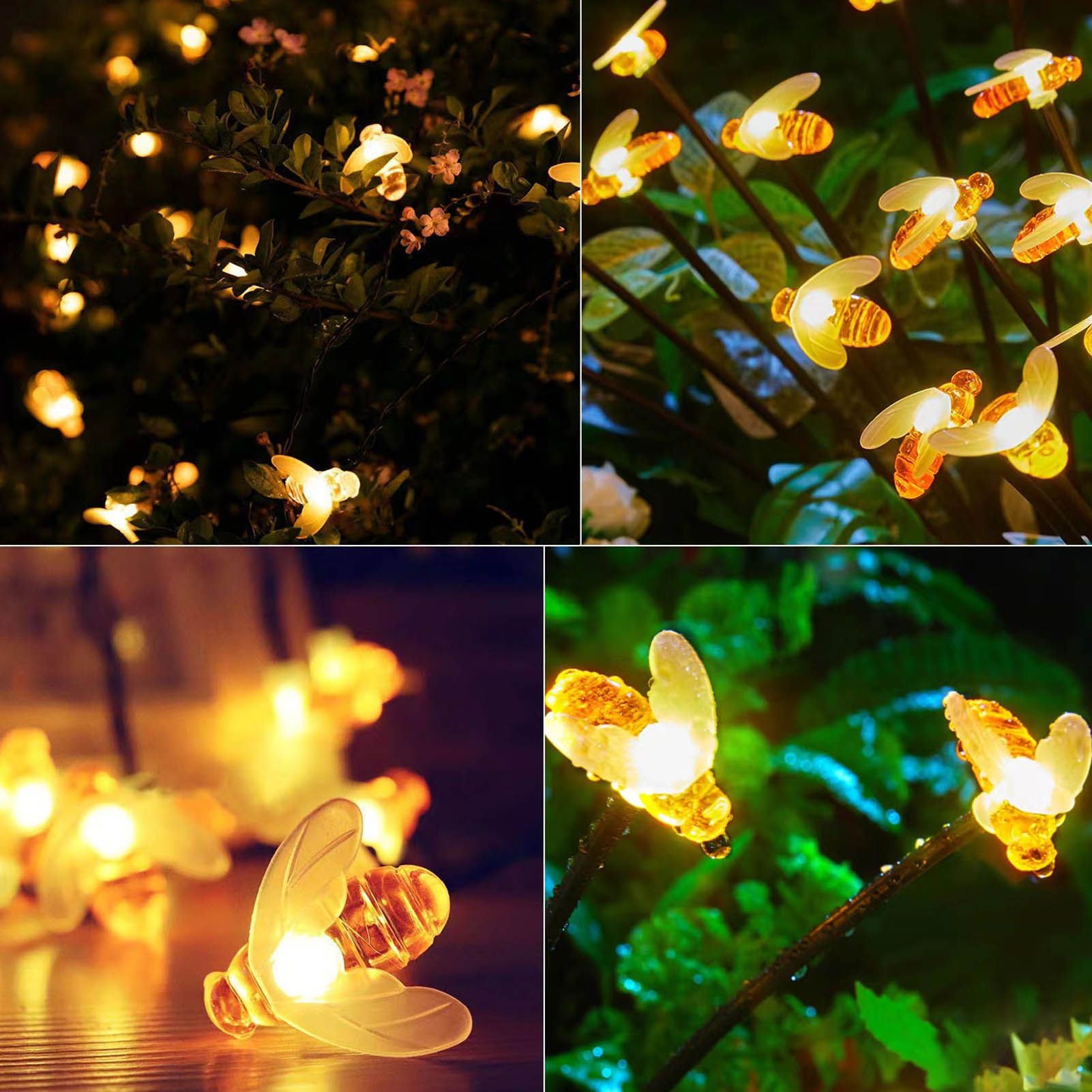 Outdoor Solar Lamp Waterproof LED Light Bee Design Decorative Light for Garden Patio Warm Light V1294-YM0521-3119230067011