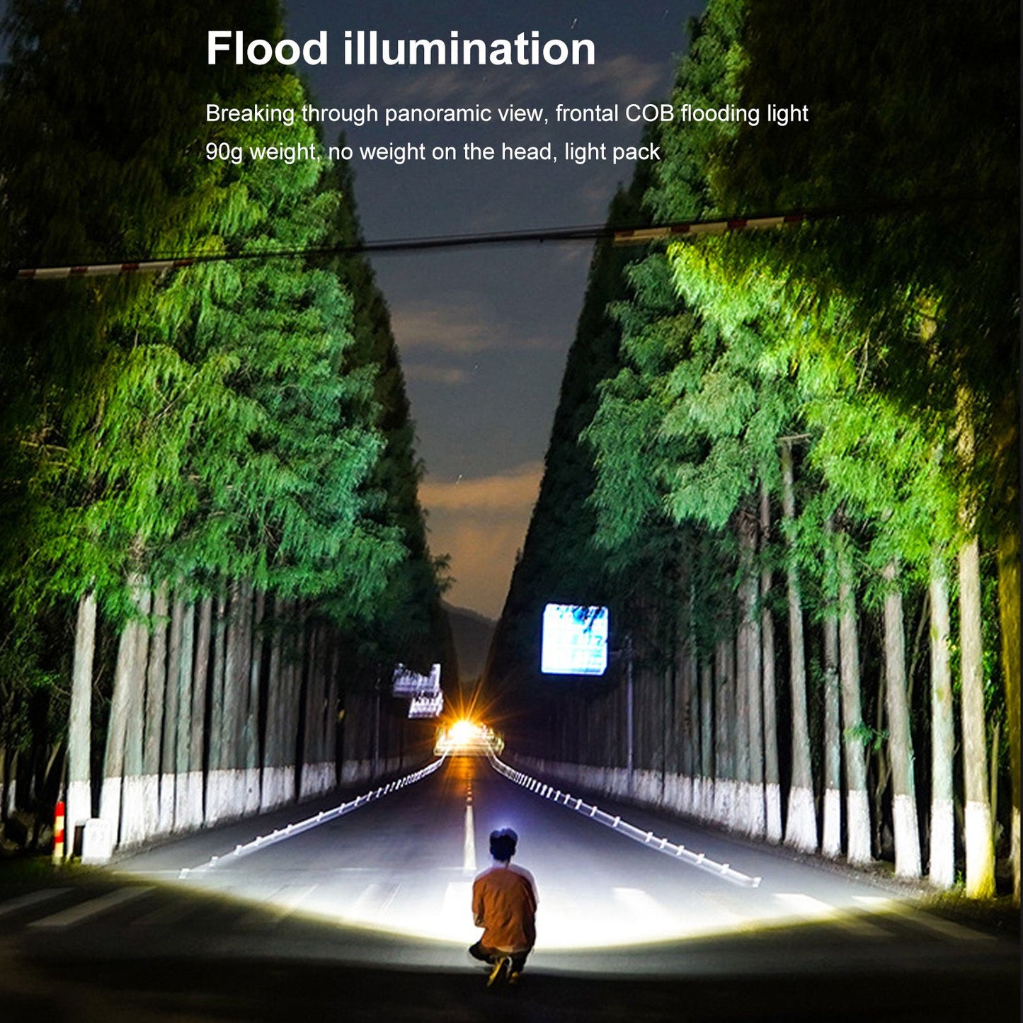COB Head Torch Rechargeable LED Headlamp 2000lm Super Bright Lightweight 4 Modes for Running Camping V1294-YM0521-3119230067511