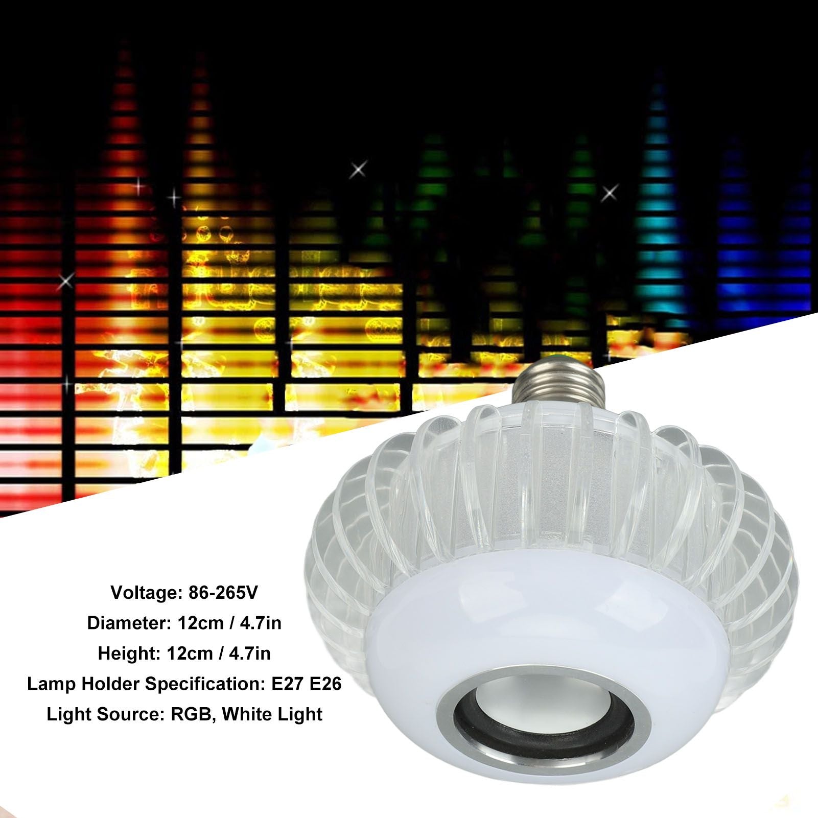 Smart LED Light Bulb Wireless Bluetooth Light Bulb Speaker E26 E27 RGB Color Changing Light Bulb With 24 Keys V1294-YM0521-3119230067811