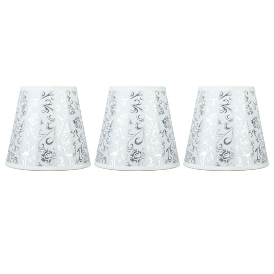 Cloth Lampshade Clip On Installation Modern Fabric Lamp Shades for E14 Bulb Chandelier Table Lamp 3pcs Silver V1294-YM0521-3119230069712