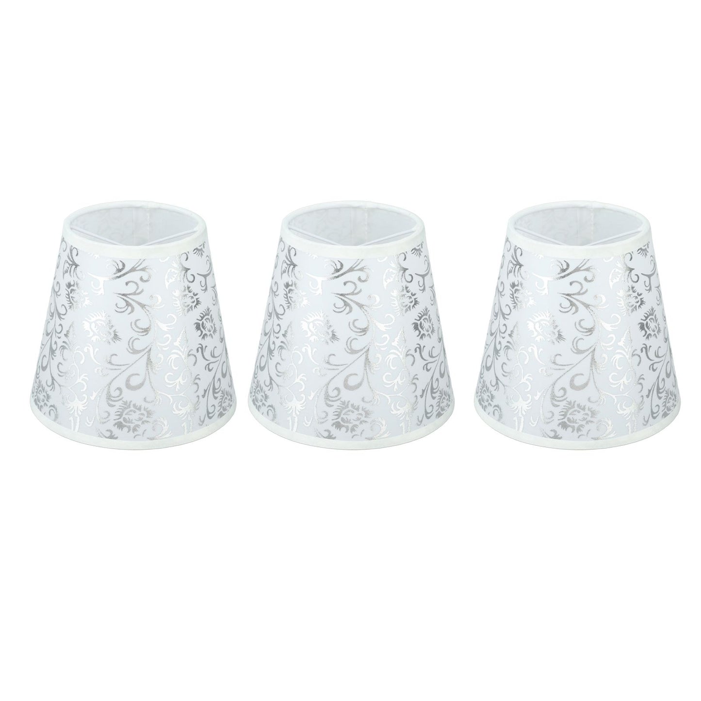 Cloth Lampshade Clip On Installation Modern Fabric Lamp Shades for E14 Bulb Chandelier Table Lamp 3pcs Silver V1294-YM0521-3119230069712