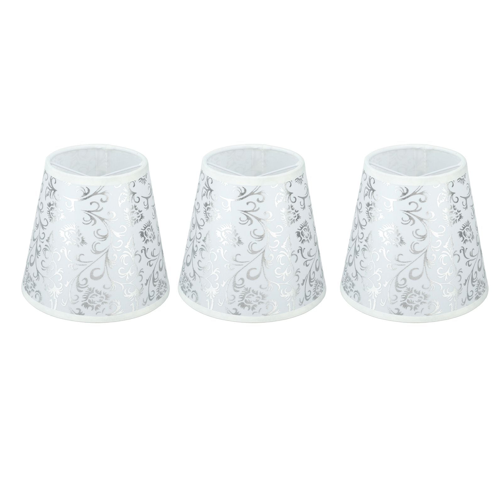 Cloth Lampshade Clip On Installation Modern Fabric Lamp Shades for E14 Bulb Chandelier Table Lamp 3pcs Silver V1294-YM0521-3119230069712
