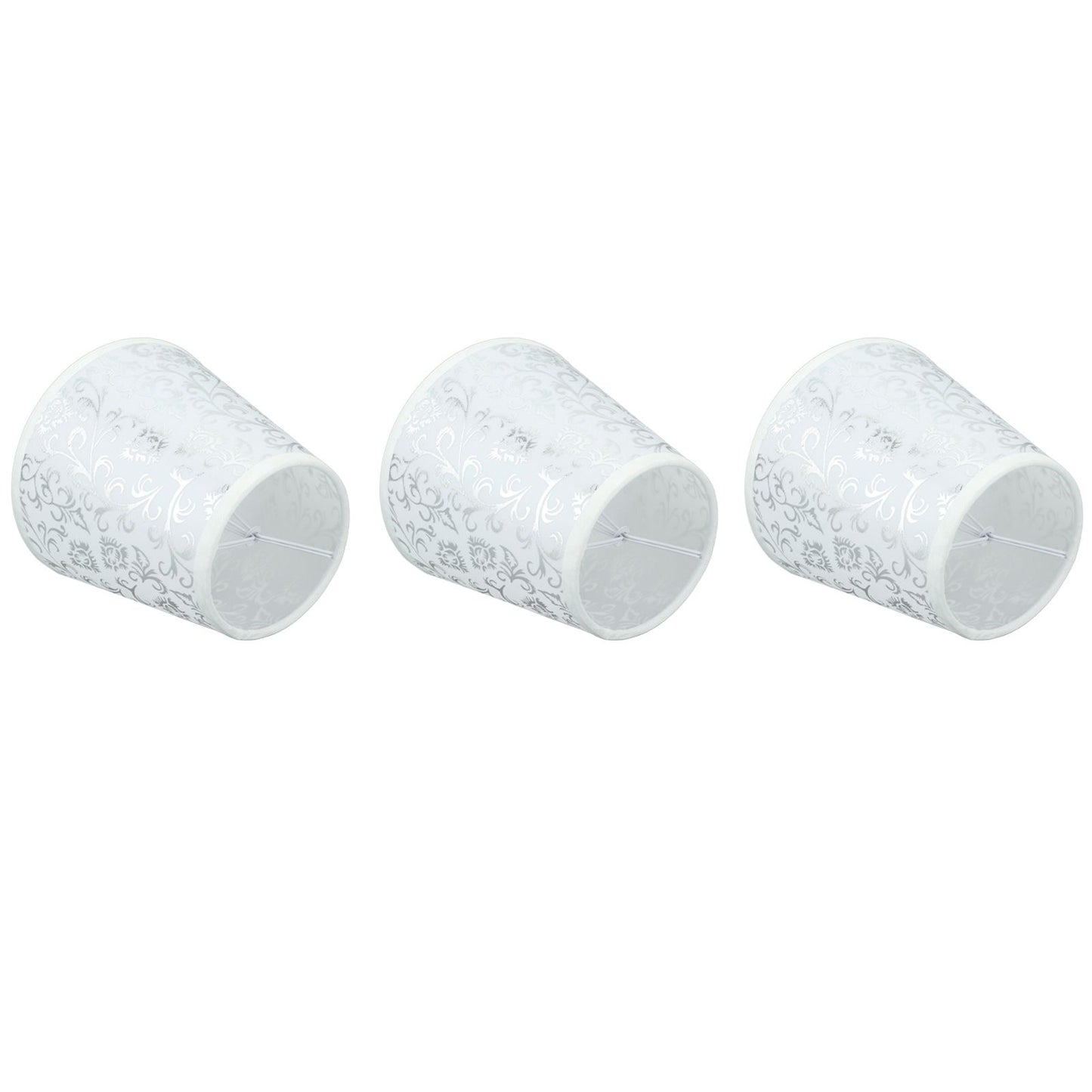 Cloth Lampshade Clip On Installation Modern Fabric Lamp Shades for E14 Bulb Chandelier Table Lamp 3pcs Silver V1294-YM0521-3119230069712